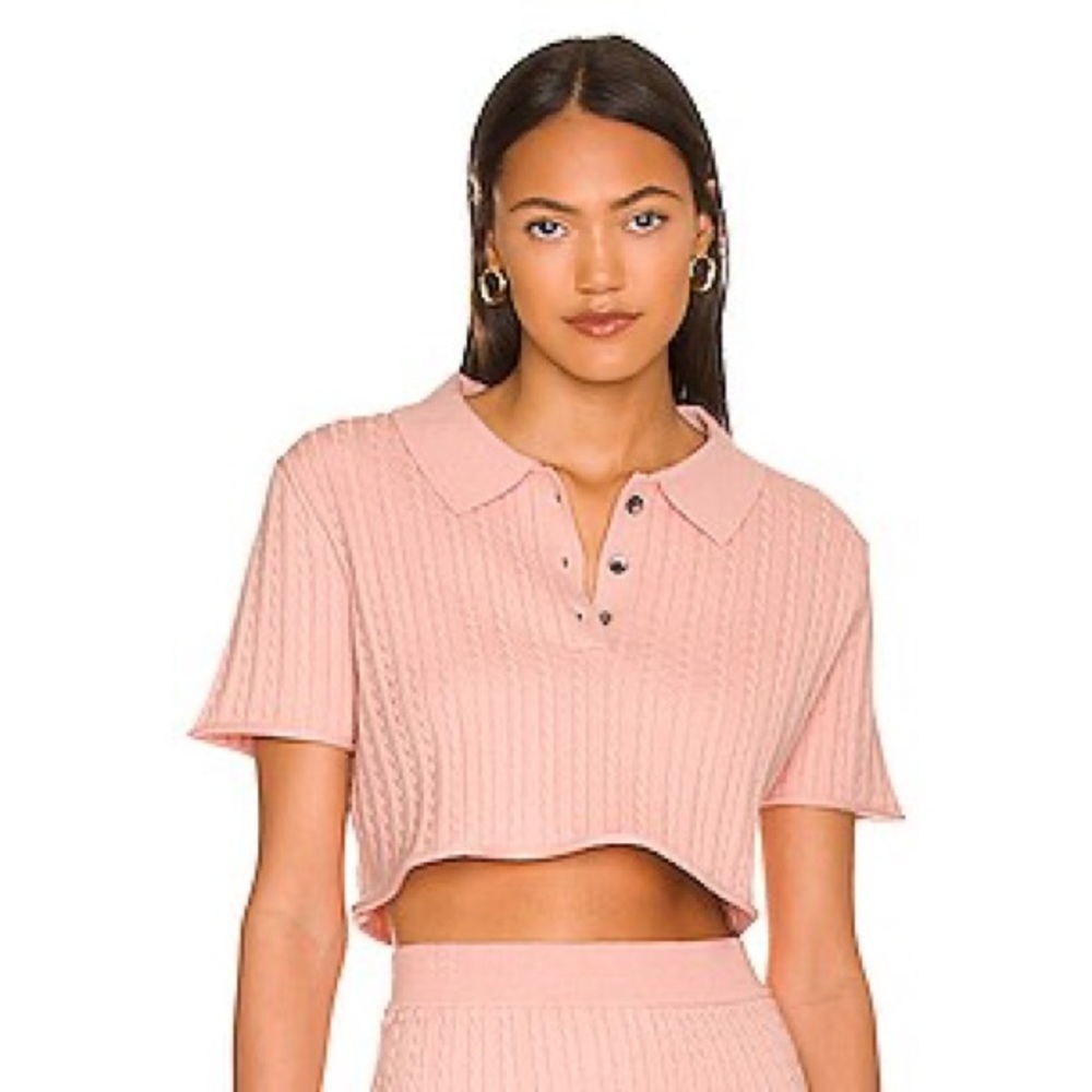 Callahan Daisy Polo Cropped Knit Top Size Small